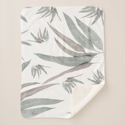 Eucalyptus Leaves Pattern Sherpa Deken (Voorkant)
