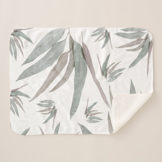 Eucalyptus Leaves Pattern Sherpa Deken (Voorkant (horizontaal))