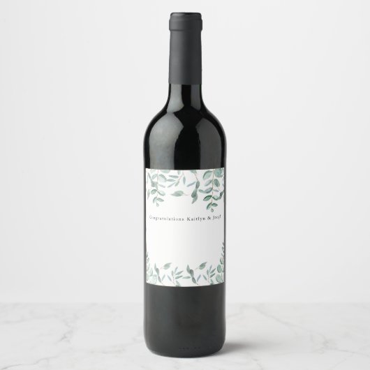 Eucalyptus Leaves Personalised Wine Flacon Label Wijn Etiket (Voorkant)