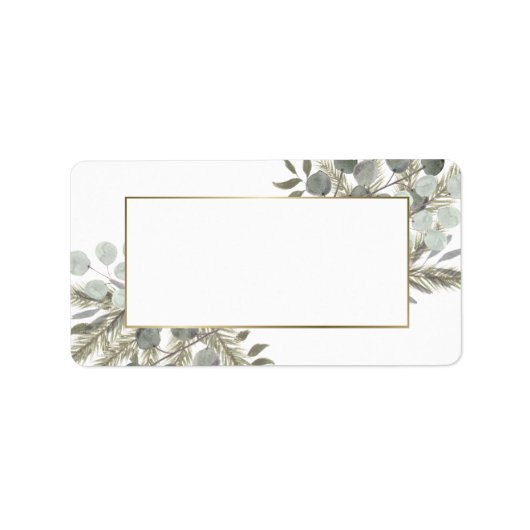 Eucalyptus Leaves & Pine Blank DIY Print Address Etiket (Voorkant)
