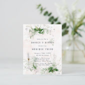 Eucalyptus Leaves Pink Brunch & Bubble Inviting Kaart (Staand voorkant)