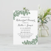 Eucalyptus Leaves Rehearsal Dinner Invitation Kaart (Staand voorkant)