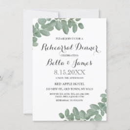 Eucalyptus Leaves Rehearsal Dinner Invitation Kaart