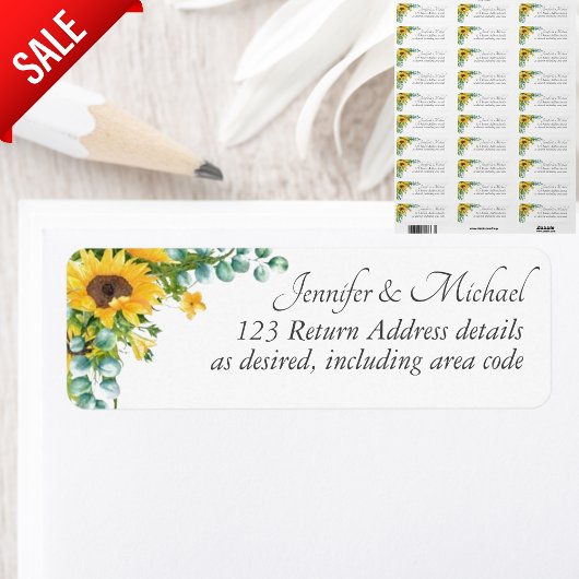 Eucalyptus Leaves Return Address Custom Sunflower Etiket