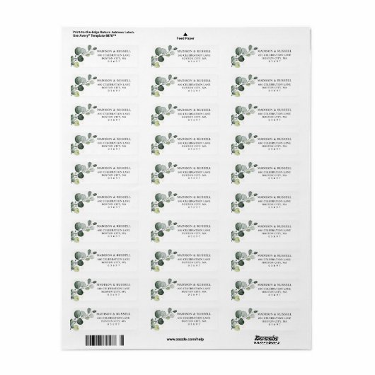Eucalyptus Leaves Return Address Etiket (Full Sheet)