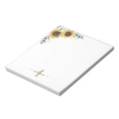 Eucalyptus Leaves Sunflower Monogram Script Name Notitieblok (Linkerzijde)