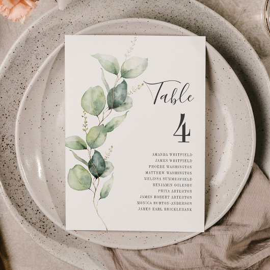 Eucalyptus Leaves Table Number 4 Weddenschap Kaart