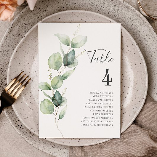 Eucalyptus Leaves Table Number 4 Weddenschap Kaart