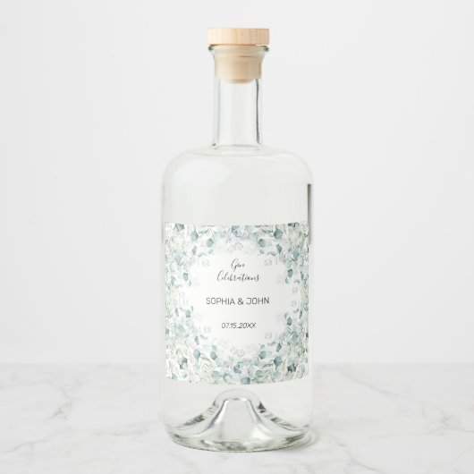 Eucalyptus Leaves Weddenschap Liquor Fles Label Likeurfles Etiket (Voorkant)