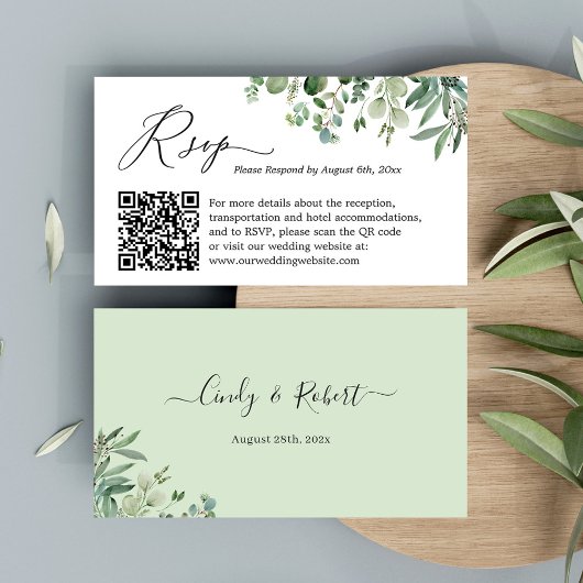 Eucalyptus Leaves Weddenschap RSVP Website QR Code Informatiekaartje