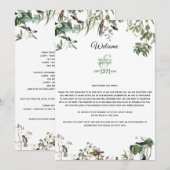 Eucalyptus Leaves Weddenschap Welkomstreisroute Programmakaart (Voorkant / Achterkant)