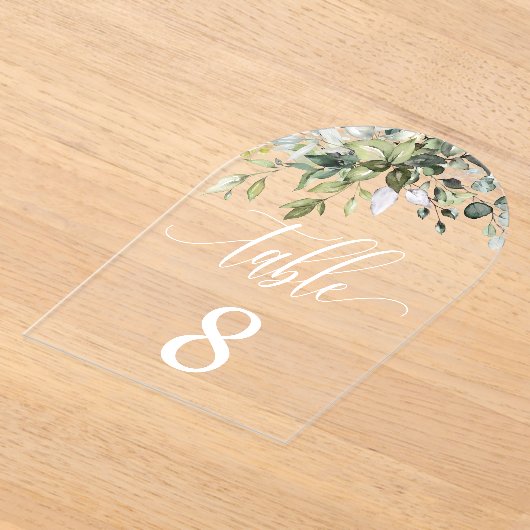 Eucalyptus Leaves Wedding Event Seating Table Kaar Acryl Uitnodigingen (Laagn)