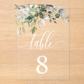 Eucalyptus Leaves Wedding Event Seating Table Kaar Acryl Uitnodigingen (Voorkant)
