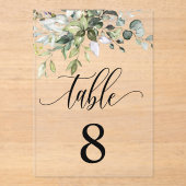 Eucalyptus Leaves Wedding Event Seating Table Kaar Acryl Uitnodigingen (Voorkant)
