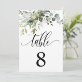 Eucalyptus Leaves Wedding Event Seating Table Kaar Kaart (Staand voorkant)