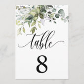 Eucalyptus Leaves Wedding Event Seating Table Kaar Kaart (Voorkant)