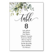 Eucalyptus Leaves Wedding Event Sezing Chart Kaart (Achterkant)