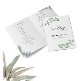 Eucalyptus Leaves Wedding Folded Program Programma