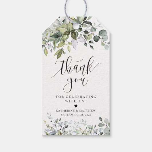 Eucalyptus Leaves Wedding Gift Label Cadeaulabel (Voorkant)