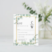 Eucalyptus Leaves WEDDING Greenery GOLD QR CODE (Staand voorkant)