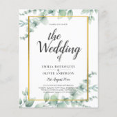 Eucalyptus Leaves WEDDING Greenery GOLD QR CODE Flyer (Voorkant)