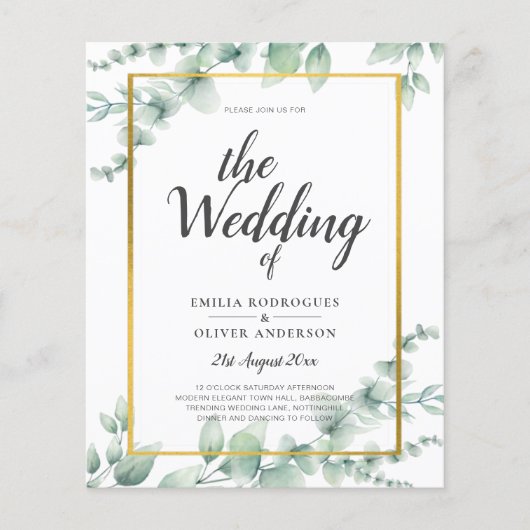 Eucalyptus Leaves WEDDING Greenery GOLD QR CODE Flyer (Voorkant)