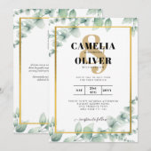Eucalyptus Leaves WEDDING Greenery GOLD QR CODE Kaart (Voorkant / Achterkant)