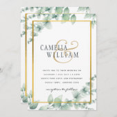 Eucalyptus Leaves WEDDING Greenery GOLD QR CODE Kaart (Voorkant / Achterkant)