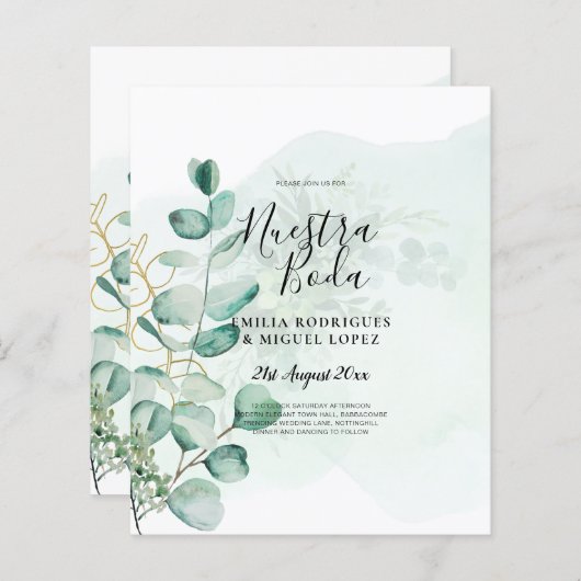 Eucalyptus Leaves Wedding Greenery QR CODE Modern (Voorkant / Achterkant)