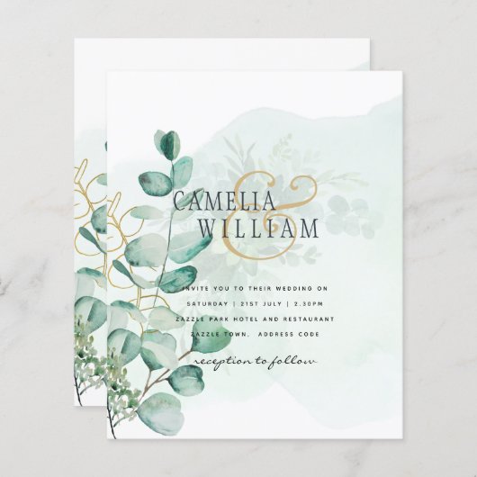 Eucalyptus Leaves Wedding Greenery QR CODE Modern (Voorkant / Achterkant)