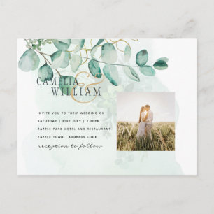 Eucalyptus Leaves Wedding Greenery QR CODE Modern Briefkaart
