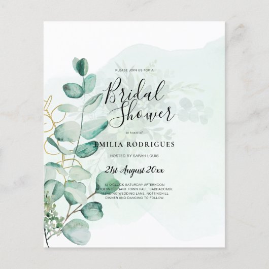 Eucalyptus Leaves Wedding Greenery QR CODE Modern Flyer (Voorkant)