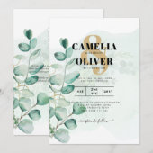 Eucalyptus Leaves Wedding Greenery QR CODE Modern Kaart (Voorkant / Achterkant)