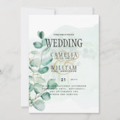 Eucalyptus Leaves Wedding Greenery QR CODE Modern Kaart (Voorkant)