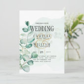 Eucalyptus Leaves Wedding Greenery QR CODE Modern Kaart (Staand voorkant)