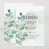 Eucalyptus Leaves Wedding Greenery QR CODE Modern Kaart (Voorkant / Achterkant)