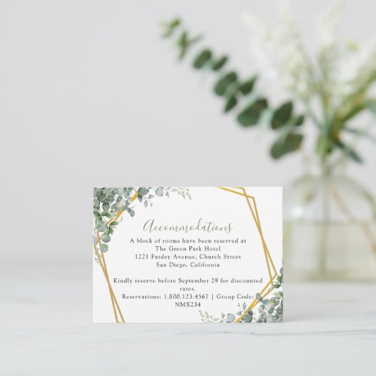 Eucalyptus Leaves Wedding Informatiekaartje (Staand voorkant)