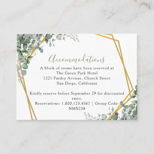 Eucalyptus Leaves Wedding Informatiekaartje (Voorkant)