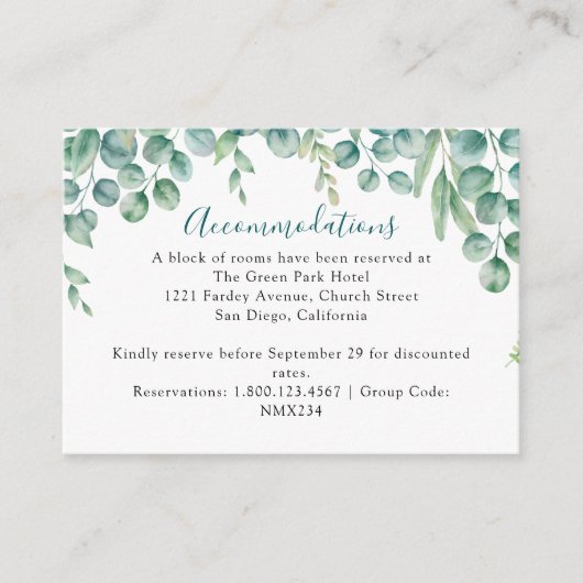 Eucalyptus Leaves Wedding Informatiekaartje (Voorkant)