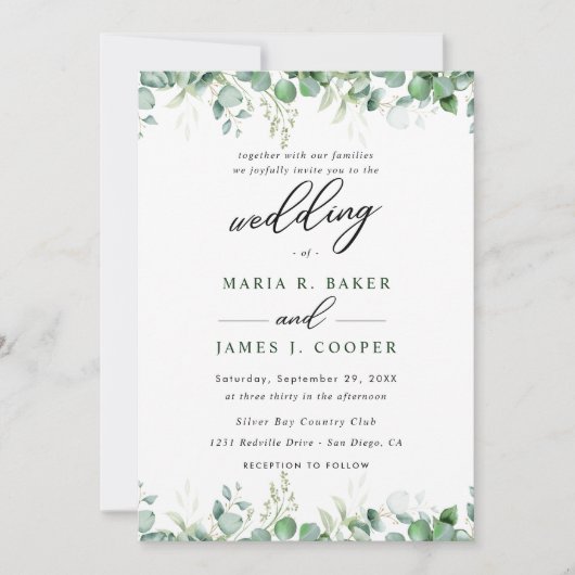 Eucalyptus Leaves Wedding Kaart (Voorkant)