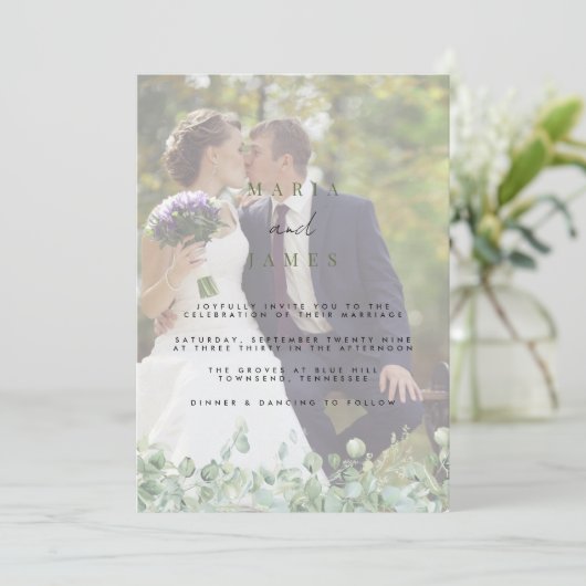 Eucalyptus Leaves Wedding Kaart (Staand voorkant)