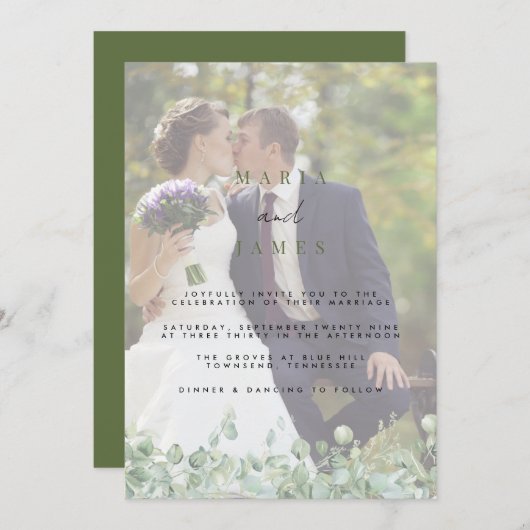 Eucalyptus Leaves Wedding Kaart (Voorkant / Achterkant)