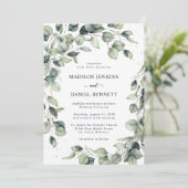 Eucalyptus Leaves Wedding Kaart (Staand voorkant)