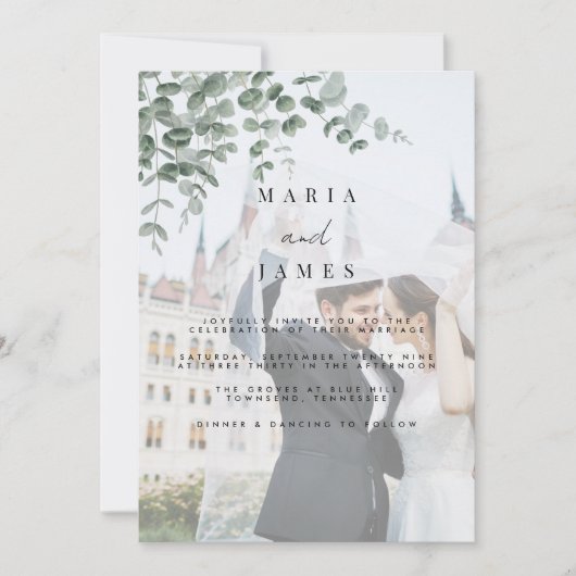 Eucalyptus Leaves Wedding Kaart (Voorkant)