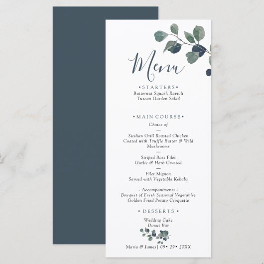 Eucalyptus Leaves Wedding Menu (Voorkant / Achterkant)