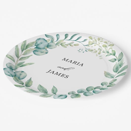 Eucalyptus Leaves Wedding Papieren Bordje (Gekanteld)
