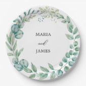 Eucalyptus Leaves Wedding Papieren Bordje (Voorkant)