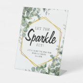 Eucalyptus Leaves Wedding Reclamebord Met Voetstuk (Voorkant)