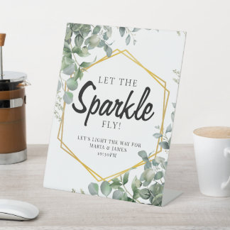 Eucalyptus Leaves Wedding Reclamebord Met Voetstuk