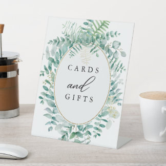 Eucalyptus Leaves Wedding Reclamebord Met Voetstuk